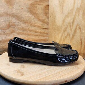 Michael Kors Bayville Womens Black Patent Leather Loafer Flats Size 8.5